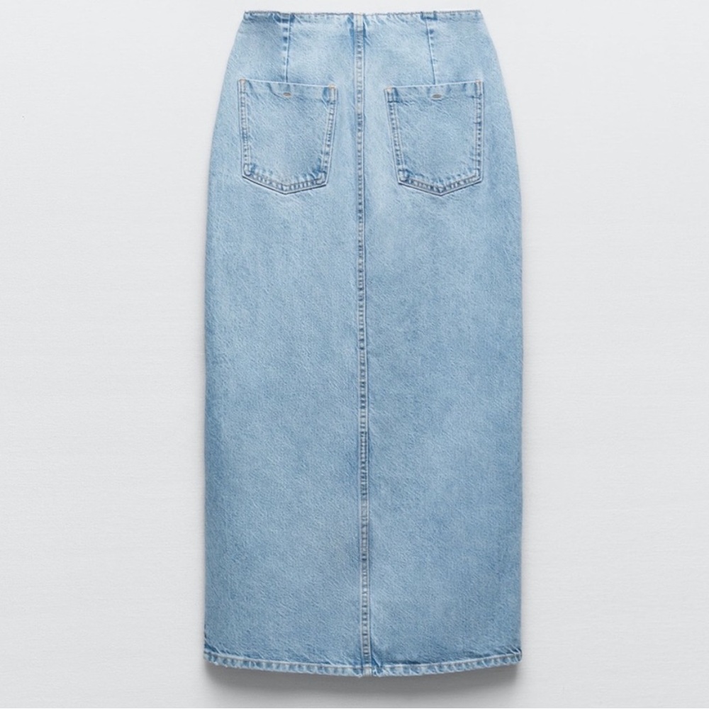 Zara Crossover Denim Midi Skirt - Picture 5 of 13
